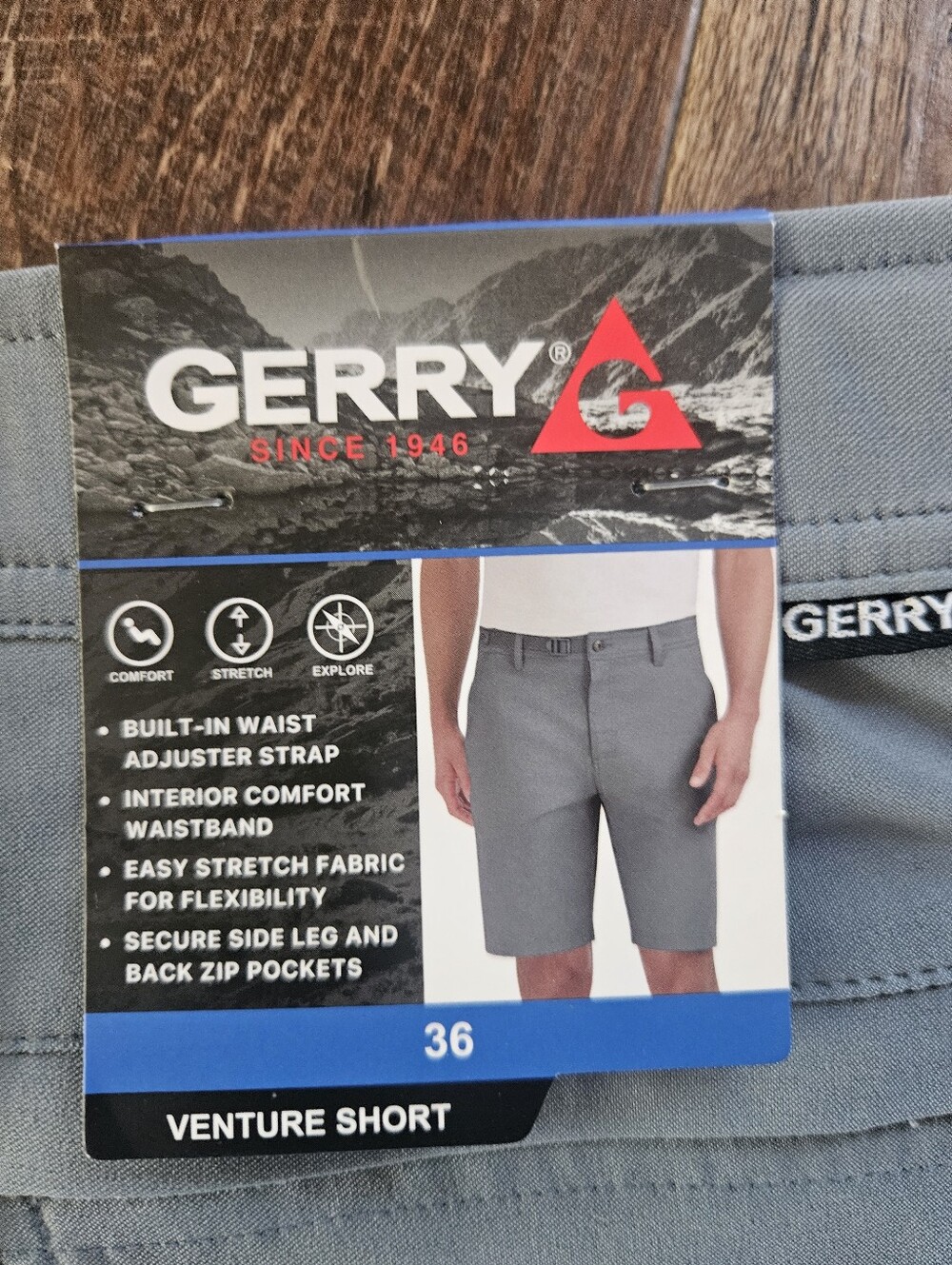 Gerry Venture Men's Gray Stretch Shorts - New With Tags - Size 36"